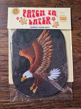 EMBROIDERED PATCH 4.75x6.25 Flying Eagle SET w/ SEWING KIT Patch Ya Later RARE
